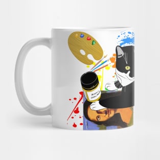 Cute Tuxedo Cat who loves to Paint The Artistic Cat Copyright TeAnne Mug